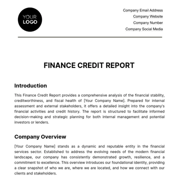 Free Finance Credit Report Template to Edit Online