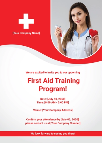 Free First Aid Training Program Invitation Card Template to Edit Online