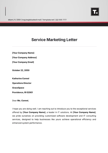 Free Service Marketing Letter Template to Edit Online