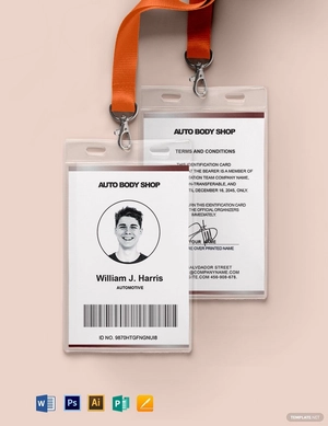 Body Shop ID Card Template