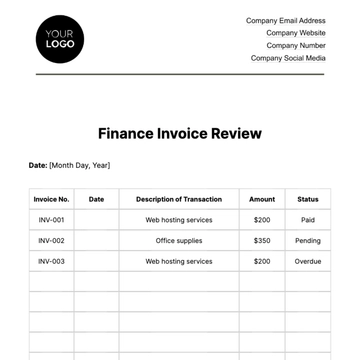 Free Finance Invoice Review Template to Edit Online