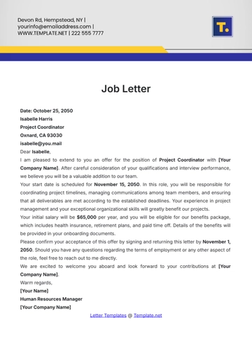 Free Job Letter Template to Edit Online