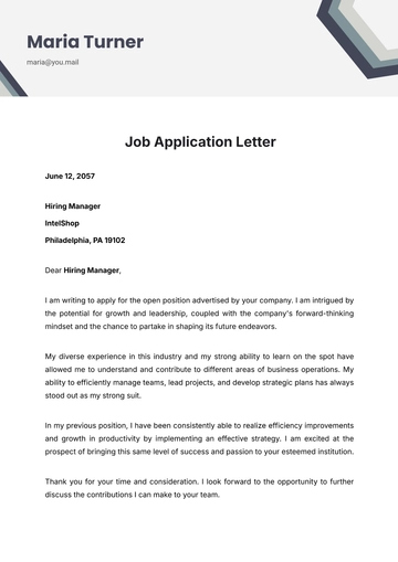 Free Job Application Letter Template to Edit Online