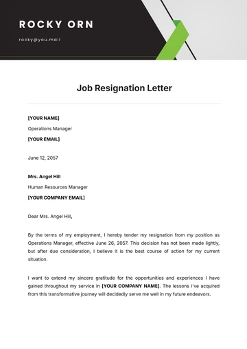 Free Job Resignation Letter Template to Edit Online
