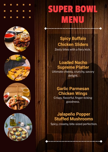 Free Super Bowl Menu Template to Edit Online