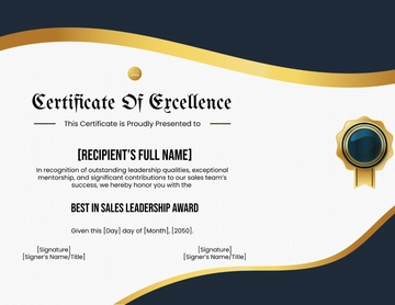 Free Best in Sales Leadership Certificate Template to Edit Online