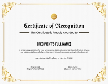 Free Certificate of Recognition for Sales Dedication Template to Edit Online