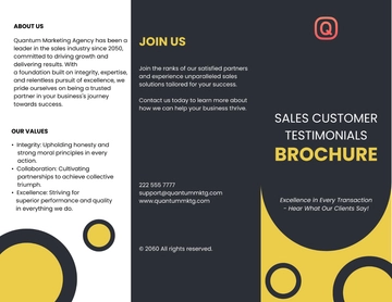 Free Sales Customer Testimonials Brochure  Template to Edit Online