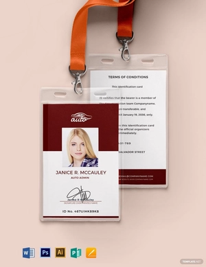 Sample Auto ID Card Template