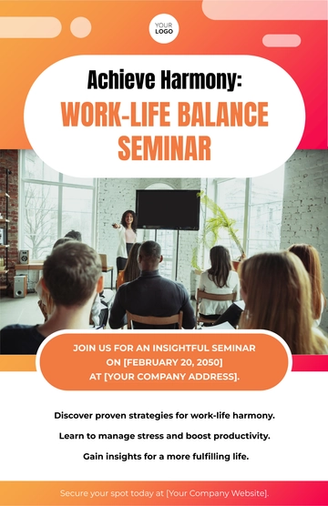 Free Work-Life Balance Seminar Poster Template to Edit Online
