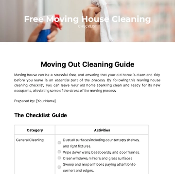 Free Moving House Cleaning Checklist Template to Edit Online