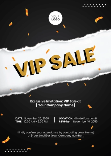 Free Sales VIP Sale Invitation Card Template to Edit Online