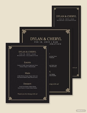 Art Deco Wedding Menu Template
