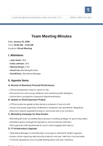 Free Team Meeting Minutes Template to Edit Online