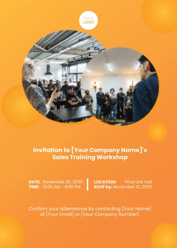 Free Sales Training Workshop Invitation Card Template to Edit Online
