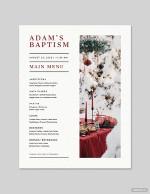 Baptism Flyer Menu Template