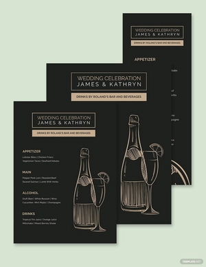 Bar/Drink Wedding Menu Template