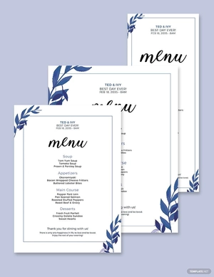 Blue Wedding Menu Template