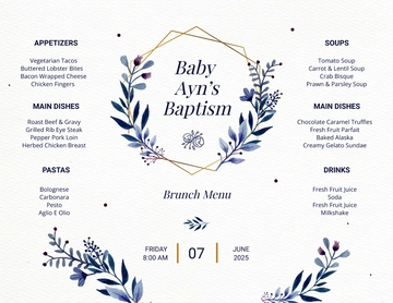 Free Brunch Baptism Menu Template to Edit Online