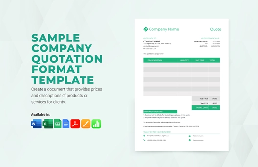Sample Company Quotation Format Template