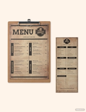 Vintage Burger Menu Template