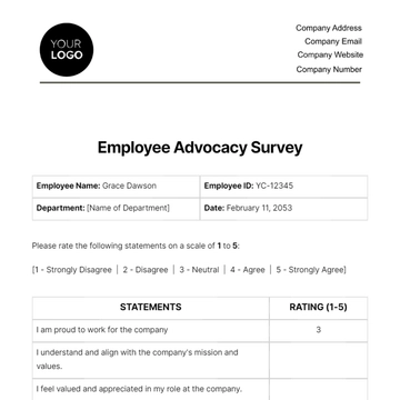 Free Employee Advocacy Survey HR Template to Edit Online