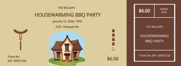 Free Housewarming BBQ Ticket Template to Edit Online
