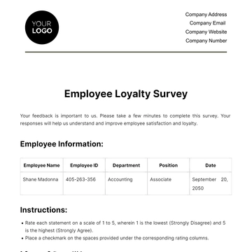 Free Employee Loyalty Survey HR Template to Edit Online