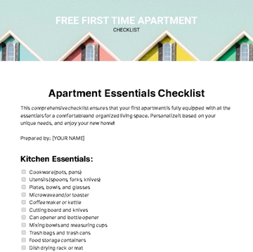 Free First Time Apartment Checklist Template to Edit Online