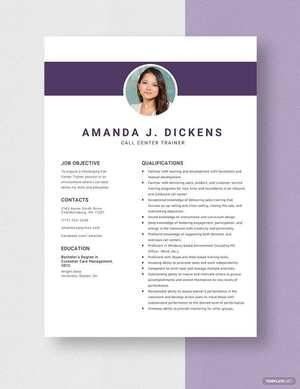 Call Center Trainer Resume