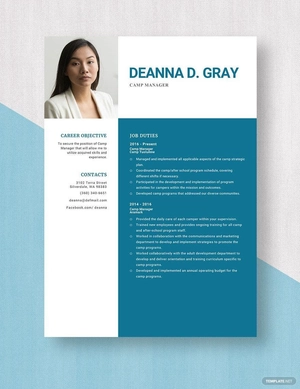 Camp Manager Resume
