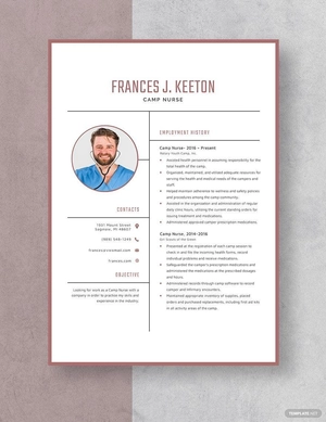 Camp Nurse Resume