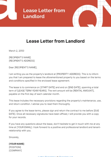 Free Lease Letter from Landlord Template to Edit Online
