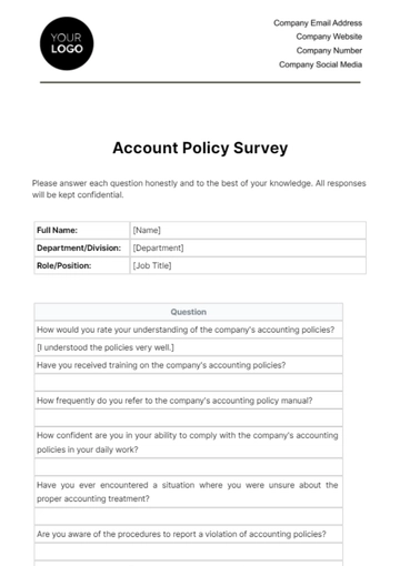 Free Account Policy Survey Template to Edit Online