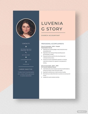 Church Accountant Resume