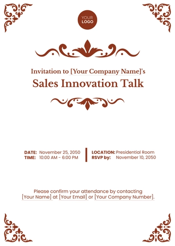 Free Sales Innovation Talk Invitation Card Template to Edit Online