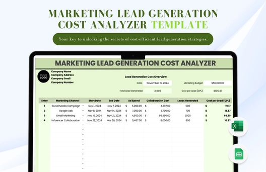 Marketing Lead Generation Cost Analyzer Template