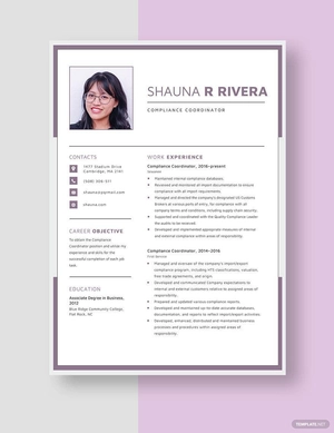 Compliance Coordinator Resume