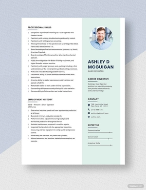 Gluer Operator Resume