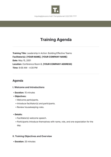 Free Training Agenda Template to Edit Online