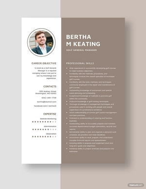 Golf General Manager Resume