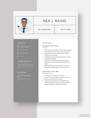 Golf Instructor Resume
