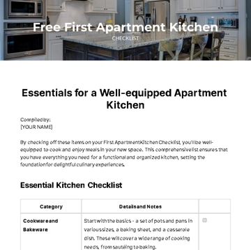 Free First Apartment Kitchen Checklist Template to Edit Online