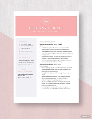 Graphic Design Manager Resume