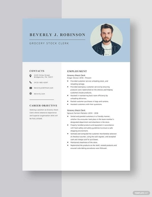 Grocery Stock Clerk Resume