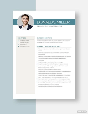 Group Fitness Instructor Resume