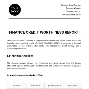 Free Finance Credit Worthiness Report Template to Edit Online