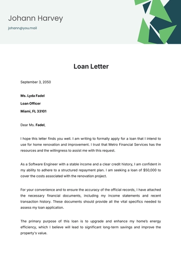 Free Loan Letter Template to Edit Online
