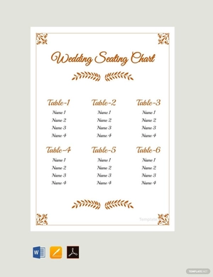 Simple Wedding Reception Seating Chart Template