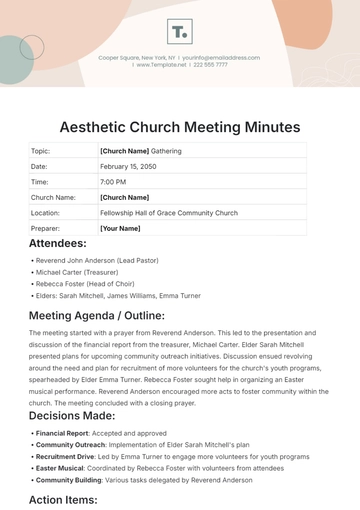Free Aesthetic Church Meeting Minutes Template to Edit Online
